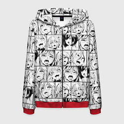 Толстовка 3D на молнии мужская Ahegao pattern, цвет: 3D-красный