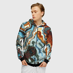 Толстовка 3D на молнии мужская Мраморная текстура, цвет: 3D-черный — фото 2