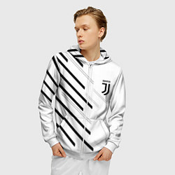 Толстовка 3D на молнии мужская Juventus sport geometry, цвет: 3D-белый — фото 2
