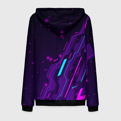 Мужская толстовка на молнии Poppy Playtime neon gaming / 3D-Черный – фото 2