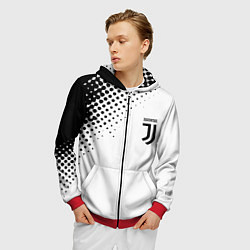 Толстовка 3D на молнии мужская Juventus sport black geometry, цвет: 3D-красный — фото 2