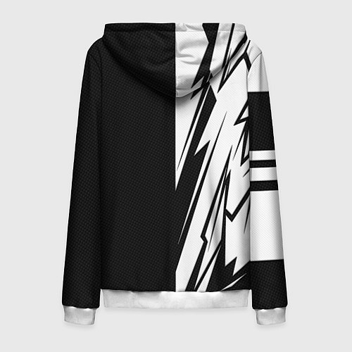 Мужская толстовка на молнии Tesla - carbon texture / 3D-Белый – фото 2