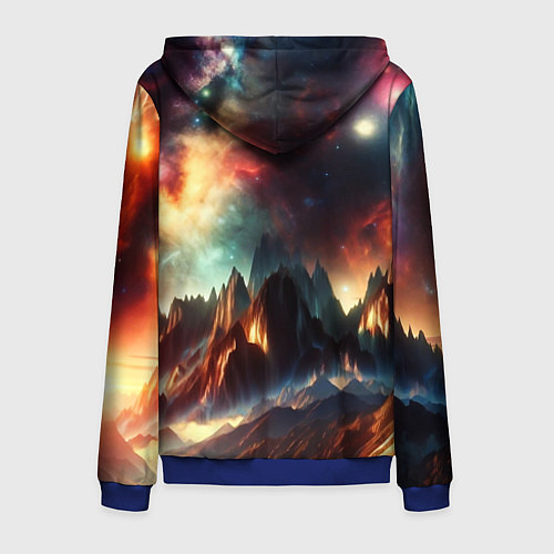 Мужская толстовка на молнии Space landscape with mountains / 3D-Синий – фото 2