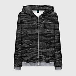 Толстовка 3D на молнии мужская Графитовый черный камень, цвет: 3D-меланж