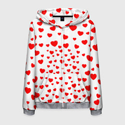 Толстовка 3D на молнии мужская Любовь паттерн сердца, цвет: 3D-меланж