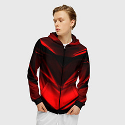 Толстовка 3D на молнии мужская Geometry stripes line, цвет: 3D-черный — фото 2