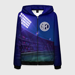 Толстовка 3D на молнии мужская Inter ночное поле, цвет: 3D-черный