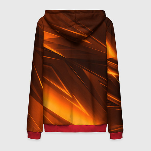 Мужская толстовка на молнии Geometry stripes orange / 3D-Красный – фото 2