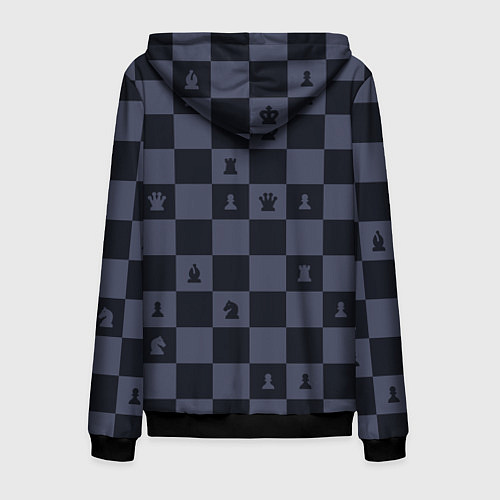 Мужская толстовка на молнии Синяя шахматная доска / 3D-Черный – фото 2
