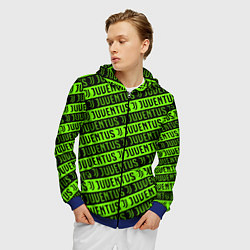 Толстовка 3D на молнии мужская Juventus green pattern sport, цвет: 3D-синий — фото 2