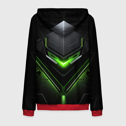 Мужская толстовка на молнии Green and black abstract style / 3D-Красный – фото 2