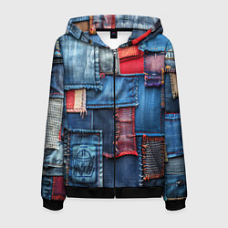 Толстовка 3D на молнии мужская Джинсовая форма электрика, цвет: 3D-черный