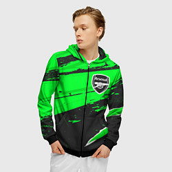 Толстовка 3D на молнии мужская Arsenal sport green, цвет: 3D-черный — фото 2