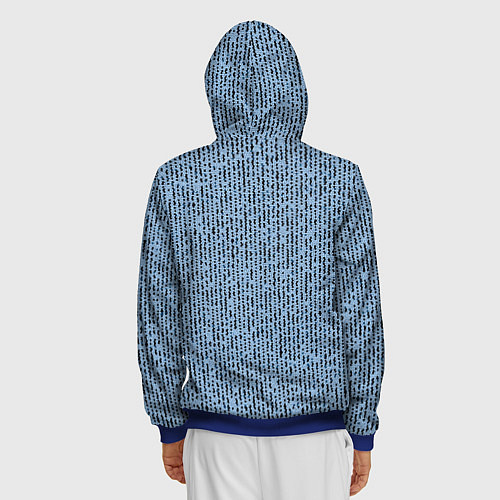 Мужская толстовка на молнии Голубой с чёрным мелкая мозаика / 3D-Синий – фото 4