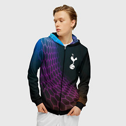 Толстовка 3D на молнии мужская Tottenham футбольная сетка, цвет: 3D-черный — фото 2