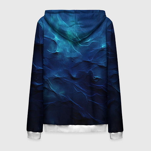 Мужская толстовка на молнии Абстрактные волны глубины / 3D-Белый – фото 2