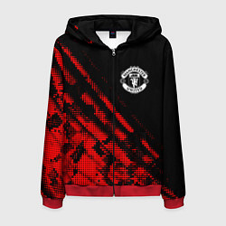 Толстовка 3D на молнии мужская Manchester United sport grunge, цвет: 3D-красный