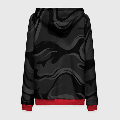 Мужская толстовка на молнии Ведьмак - Серые волны / 3D-Красный – фото 2