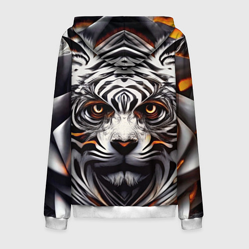Мужская толстовка на молнии Абстракция: тигр / 3D-Белый – фото 2