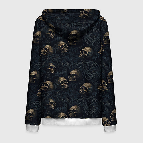 Мужская толстовка на молнии Черепа в кустах / 3D-Белый – фото 2