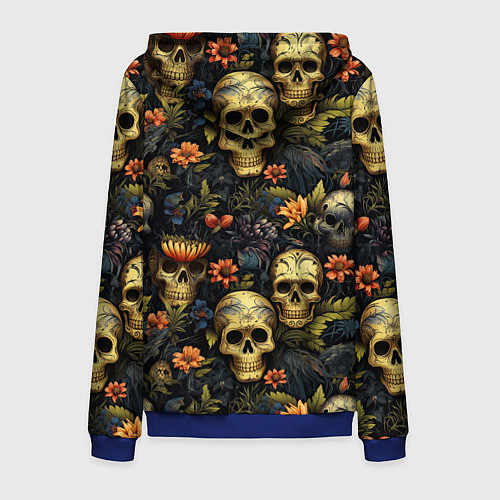 Мужская толстовка на молнии Осень и черепа / 3D-Синий – фото 2
