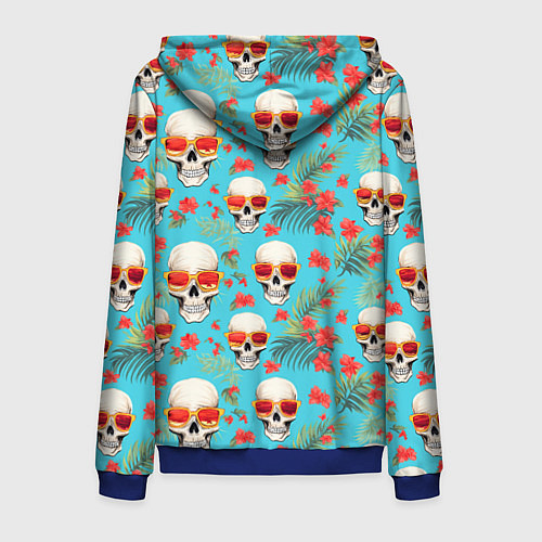 Мужская толстовка на молнии Черепа и отпуск / 3D-Синий – фото 2