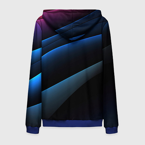 Мужская толстовка на молнии Синий стильный абстрактный геометрический стиль на / 3D-Синий – фото 2