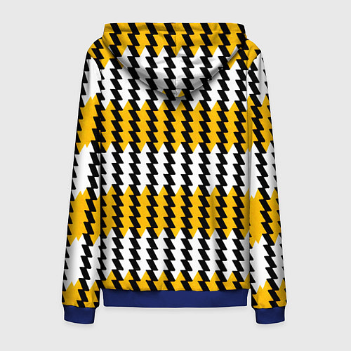 Мужская толстовка на молнии Вертикальные жёлто-белые полосы / 3D-Синий – фото 2