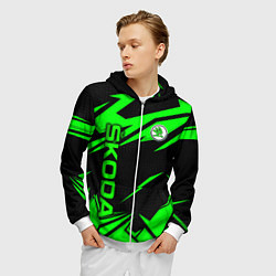 Толстовка 3D на молнии мужская Skoda - green uniform, цвет: 3D-белый — фото 2