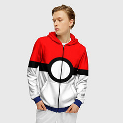 Толстовка 3D на молнии мужская Pokeball texture, цвет: 3D-синий — фото 2