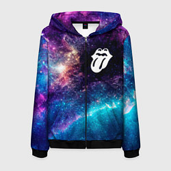 Толстовка 3D на молнии мужская Rolling Stones space rock, цвет: 3D-черный