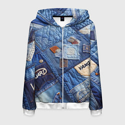 Толстовка 3D на молнии мужская Vanguard jeans patchwork - ai art, цвет: 3D-белый