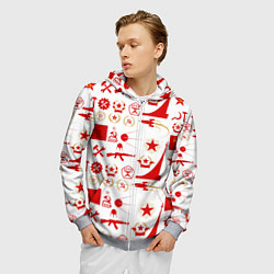 Толстовка 3D на молнии мужская СССР знак качества красный, цвет: 3D-меланж — фото 2