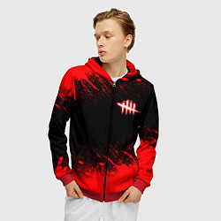 Толстовка 3D на молнии мужская Dead by daylight огненный, цвет: 3D-красный — фото 2