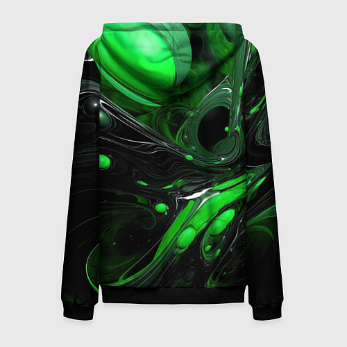 Мужская толстовка на молнии Green dark abstract geometry style / 3D-Черный – фото 2