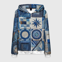 Мужская толстовка на молнии Denim patchwork - ai art