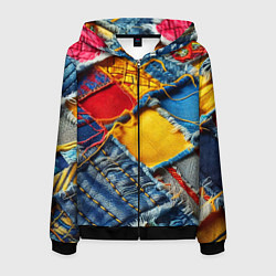 Мужская толстовка на молнии Colorful denim patchwork - ai art