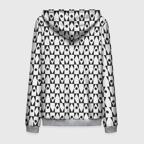 Мужская толстовка на молнии Чёрно-белые ромбы и круги на белом фоне / 3D-Меланж – фото 2