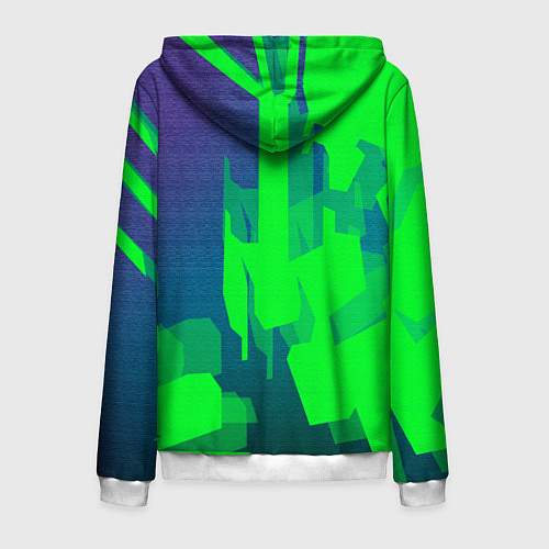 Мужская толстовка на молнии Зеленый фиолет / 3D-Белый – фото 2