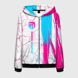 Мужская толстовка на молнии Atletico Madrid neon gradient style по-вертикали