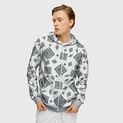 Толстовка 3D на молнии мужская Ромб лабиринт паттерн, цвет: 3D-меланж — фото 2