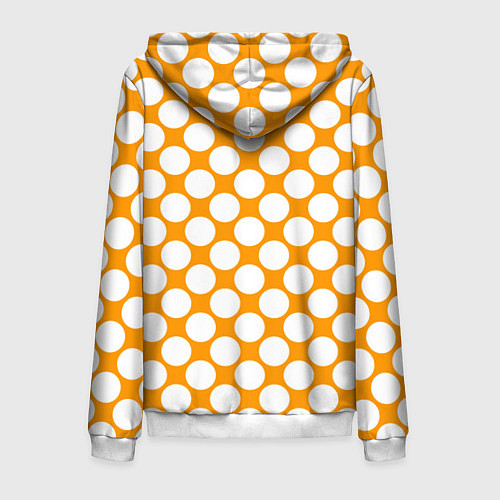 Мужская толстовка на молнии Жёлтый в белый крупный горошек / 3D-Белый – фото 2
