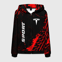 Мужская толстовка на молнии Tesla red sport tires