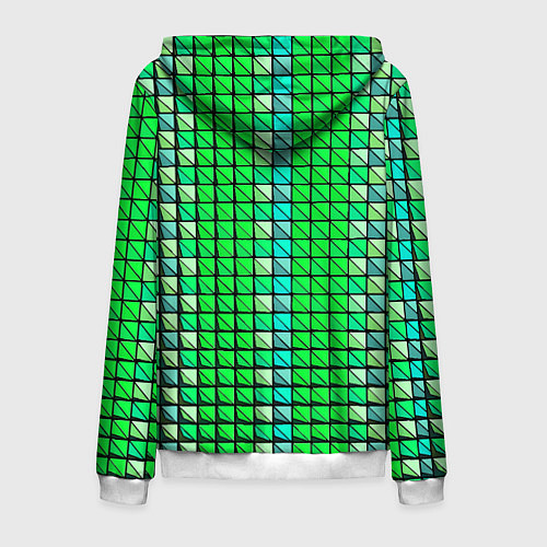 Мужская толстовка на молнии Зелёные плитки и чёрная обводка / 3D-Белый – фото 2