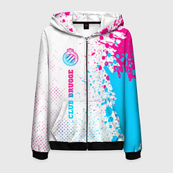 Мужская толстовка на молнии Club Brugge neon gradient style по-вертикали