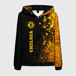 Толстовка 3D на молнии мужская Chelsea - gold gradient по-вертикали, цвет: 3D-черный