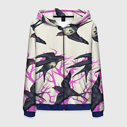 Толстовка 3D на молнии мужская Migratory birds, цвет: 3D-синий