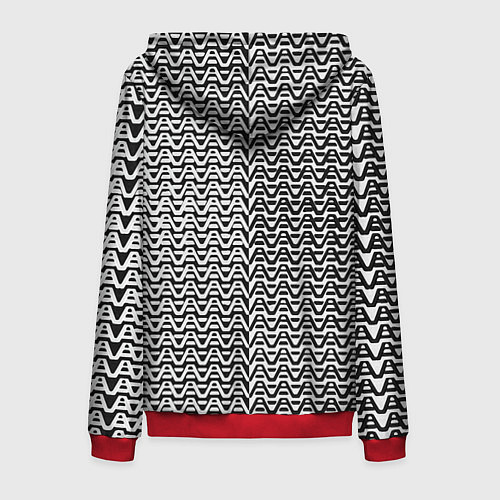 Мужская толстовка на молнии Чёрно-белые волнистые линии / 3D-Красный – фото 2