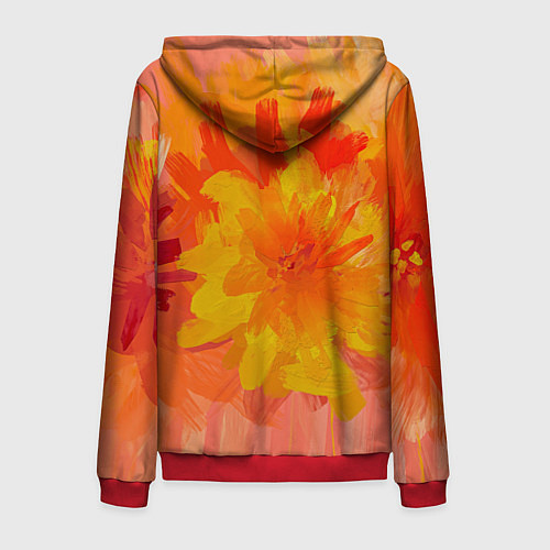 Мужская толстовка на молнии Абстракция цветы мастихин / 3D-Красный – фото 2