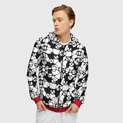 Толстовка 3D на молнии мужская Абстрактный узор из кругов и овалов, цвет: 3D-красный — фото 2